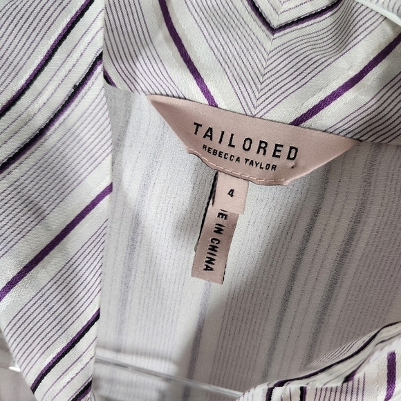 TAILORED REBECCA TAYLOR JUNIPER SILK BLEND NECKTIE STRIPED DRESS - Picture 9 of 12